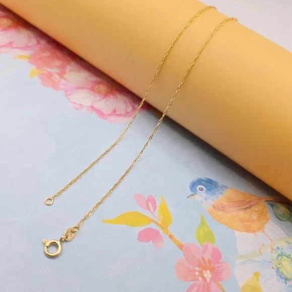 Dainty Rose Gold Twisted Rope Chain Necklace, 24 Inch, Gold Plated, XPNL0108 - Picture 10 of 12